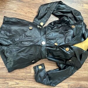 Women's Black faux leather romper